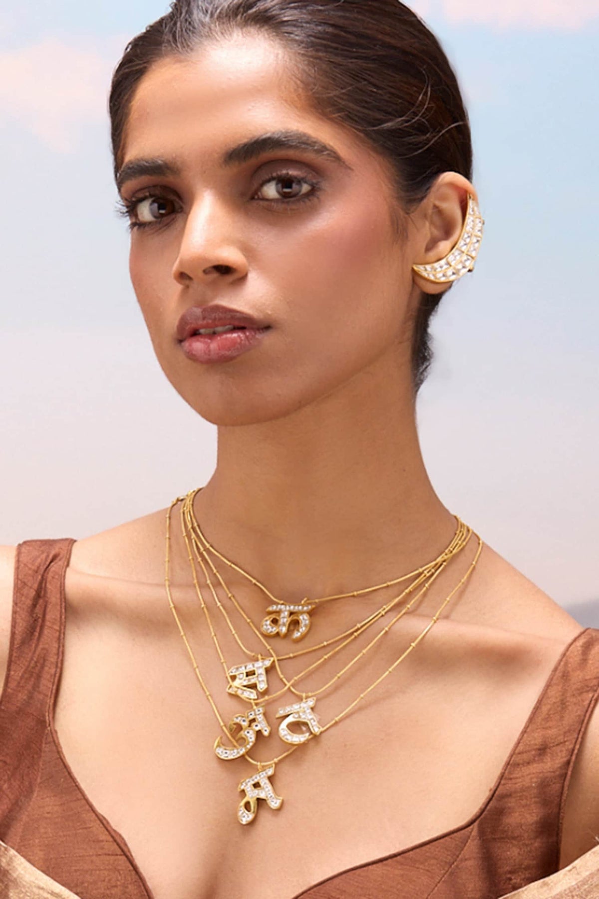 Polki A Shaped Pendant Necklace 