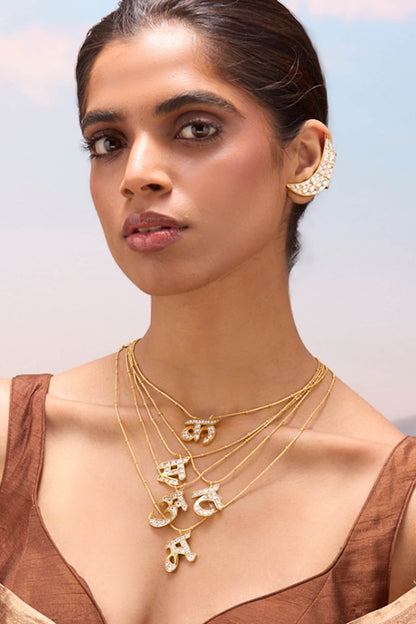 Polki A Shaped Pendant Necklace 