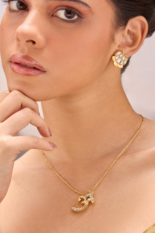 Polki A Shaped Pendant Necklace 