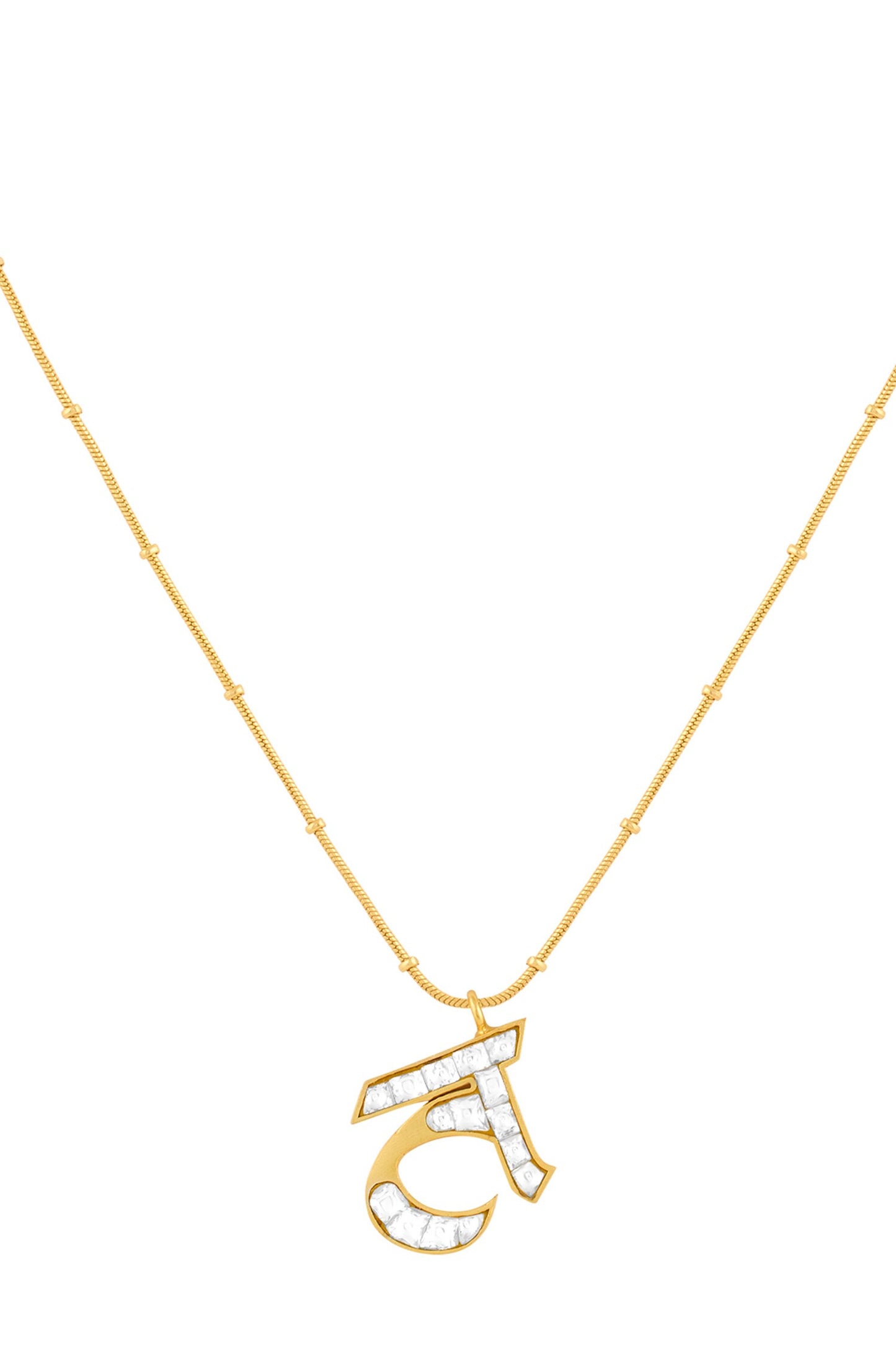Polki T Shaped Pendant Necklace 