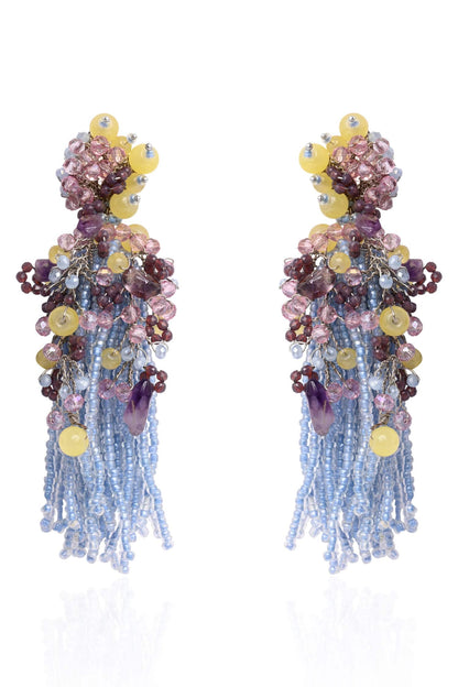 Blossom Beaded Tassel Drop Earrings 