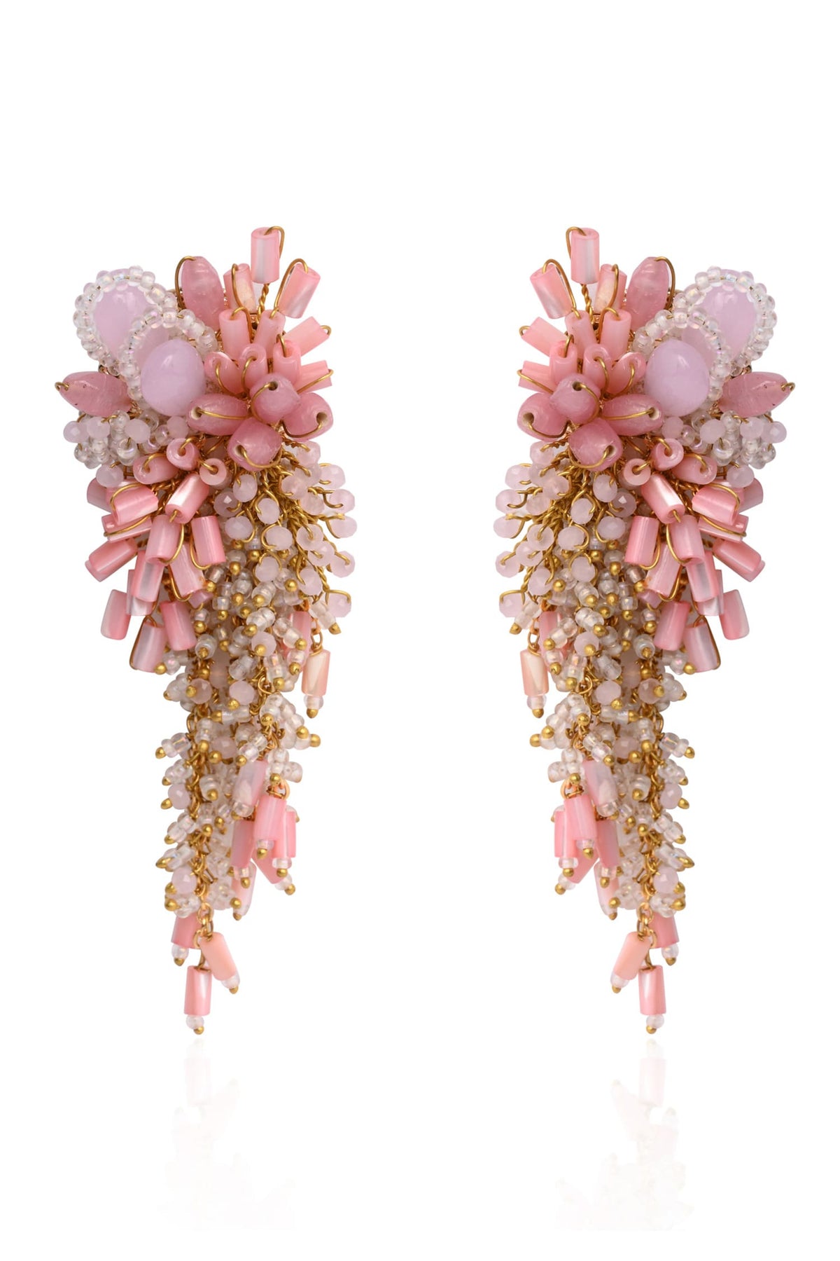 Floree Beaded Cluster Drop Earrings 
