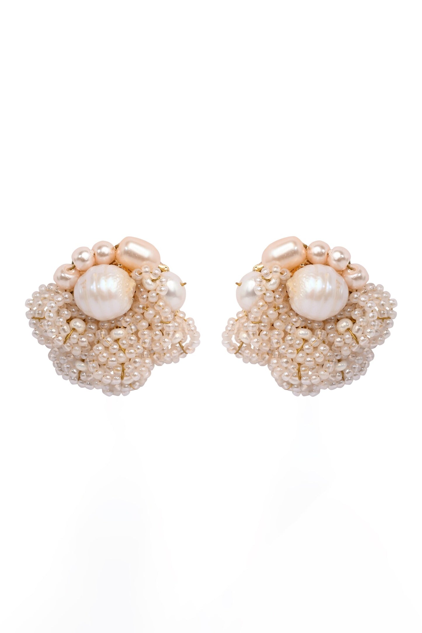 Pearly Cluster Stud Earrings 