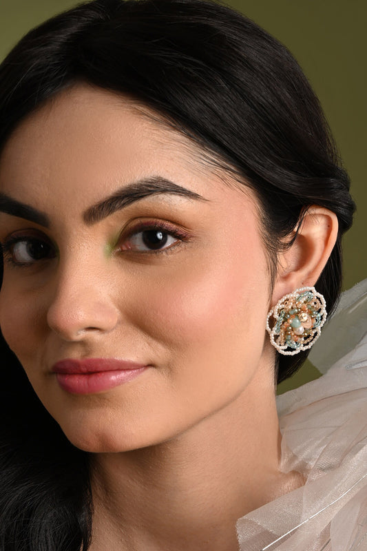 Aureaflora Beaded & Pearl Stud Earrings 