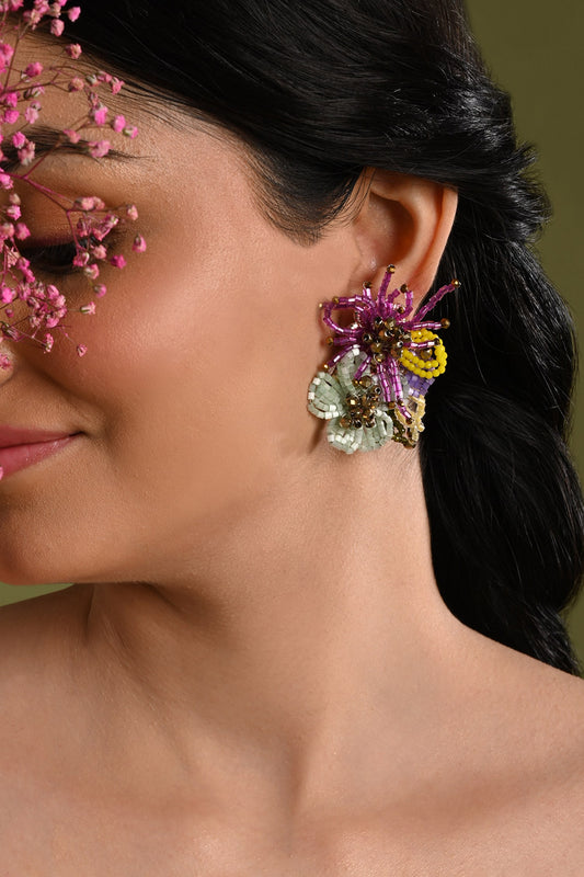 Florabell Beaded Floral Stud Earrings 