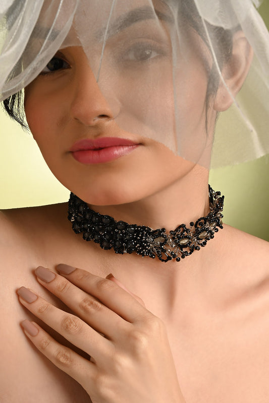 Calla Bead & Stone Embellished Choker 