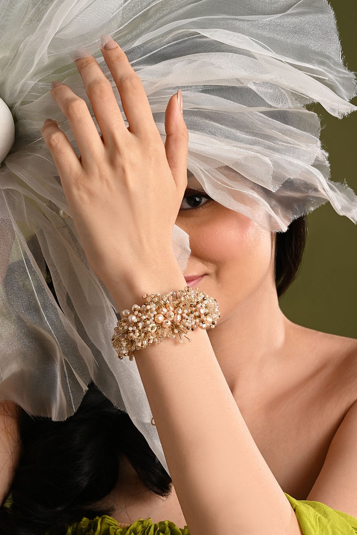 Bouquetta Pearl & Crystal Embellished Bracelet 