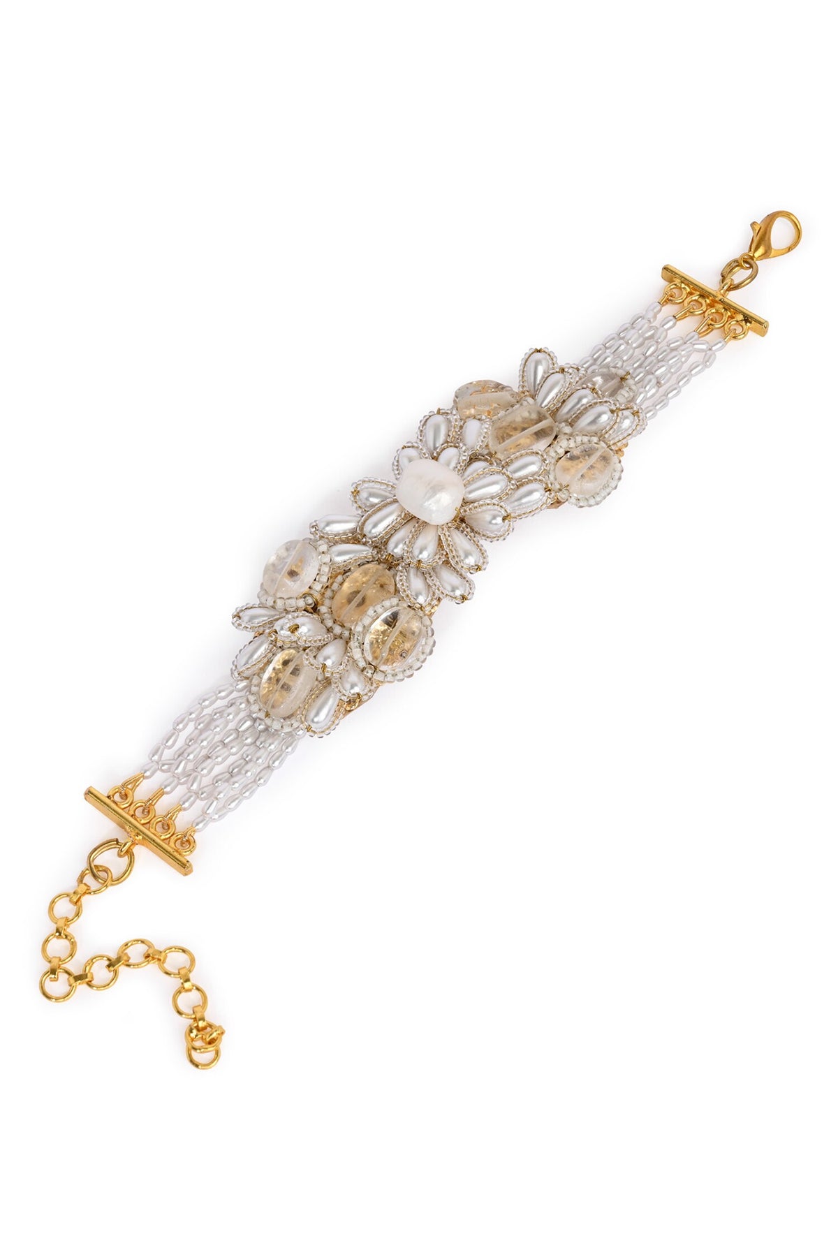 Serenebloom Pearl & Stone Studded Bracelet 