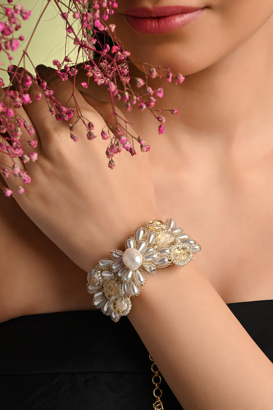 Serenebloom Pearl & Stone Studded Bracelet 