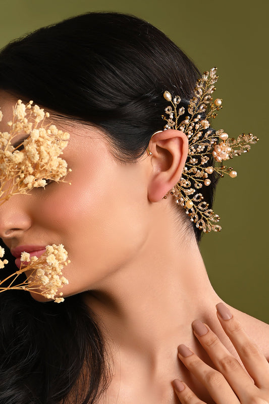 Florae Pearl & Crystal Embellished Earcuff 