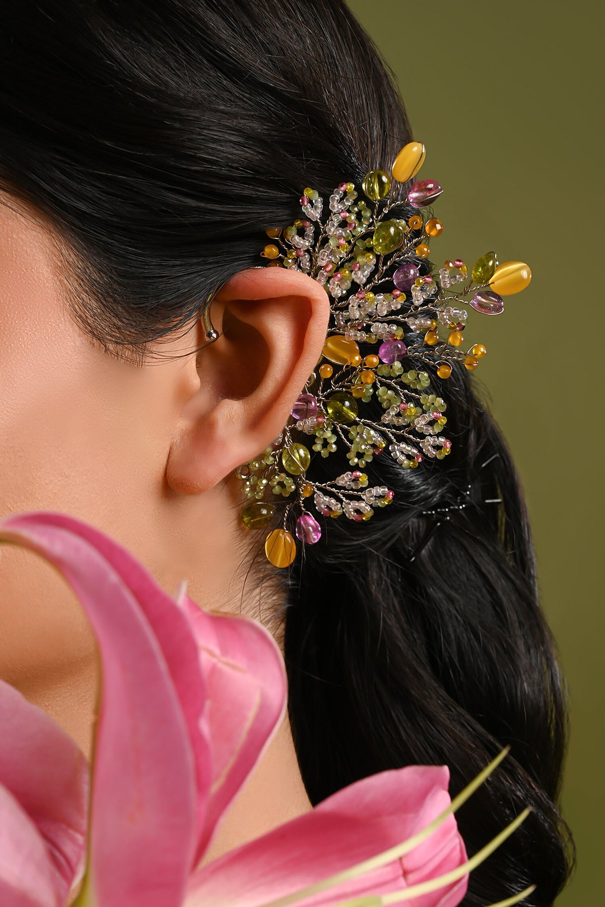 Catherine Beaded Floral Cluster Earcuff 