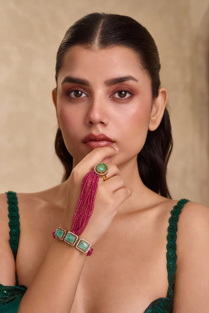Pink Embellished Hathphool Bracelet 