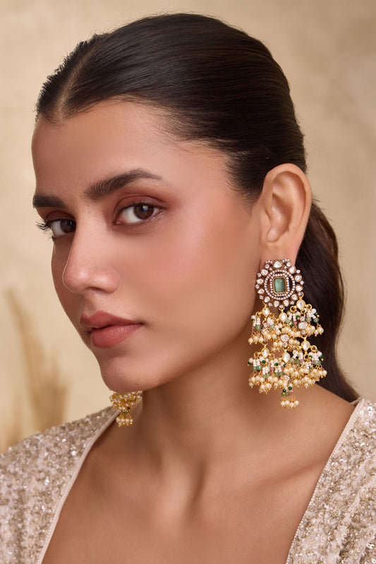 Polki Embellished Chandelier Earrings 