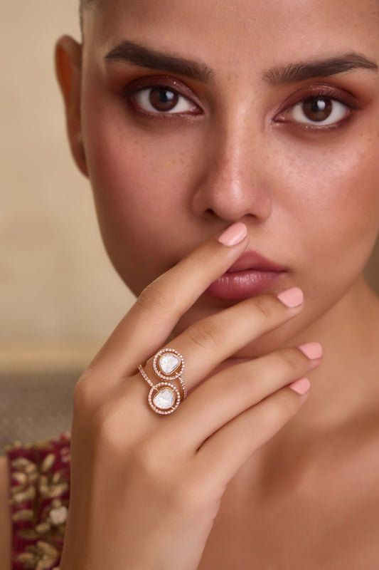 Dual Polki Embellished Ring 
