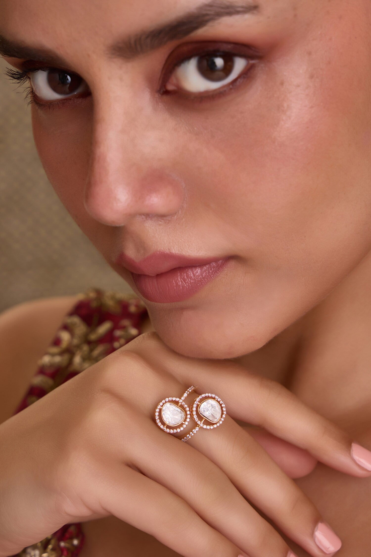 Dual Polki Embellished Ring 