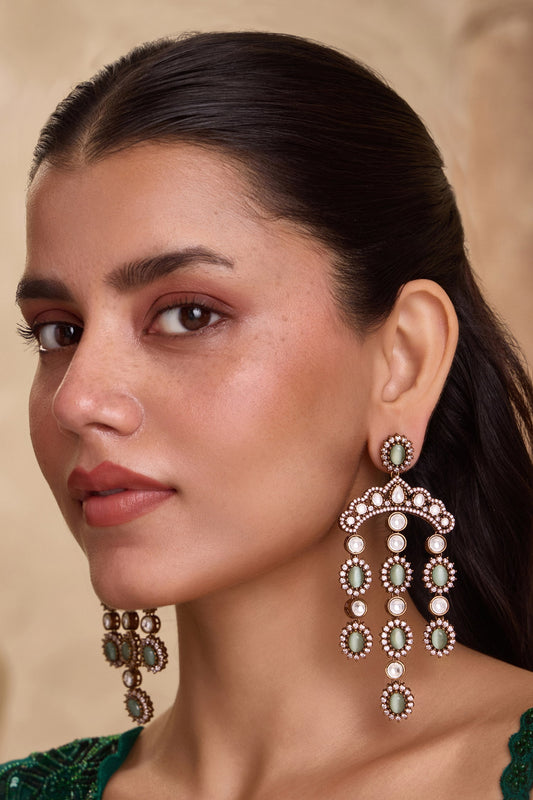 Polki Embellished Chandelier Earrings 