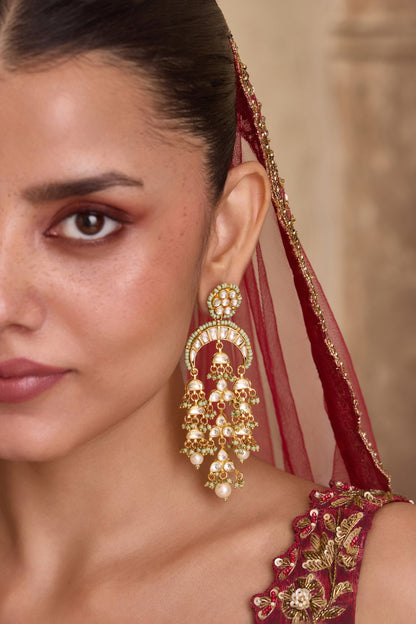 Kundan Embellished Crescent Earrings 