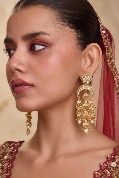 Kundan Embellished Crescent Earrings 