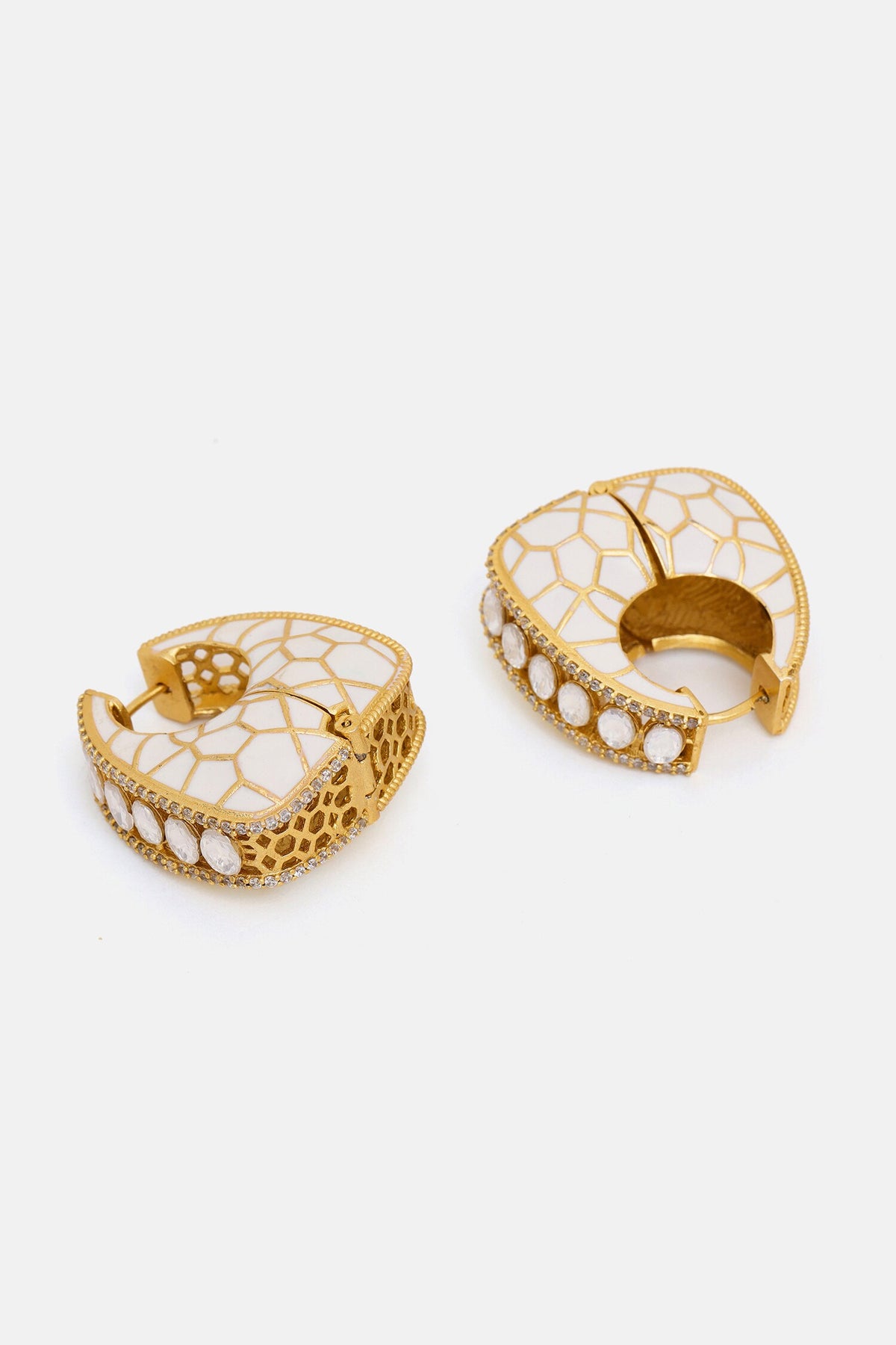 Kundan & Stone Embellished Hoop Earrings 