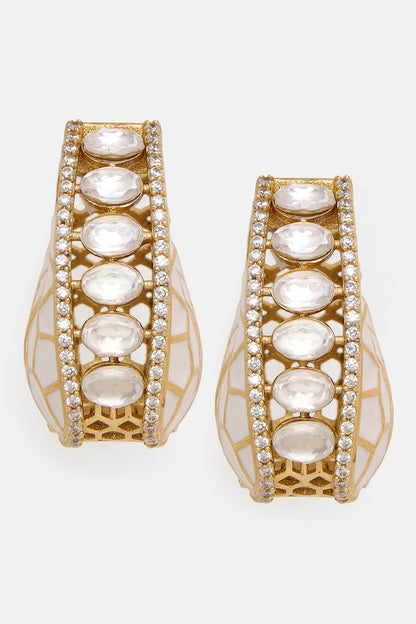 Kundan & Stone Embellished Hoop Earrings 