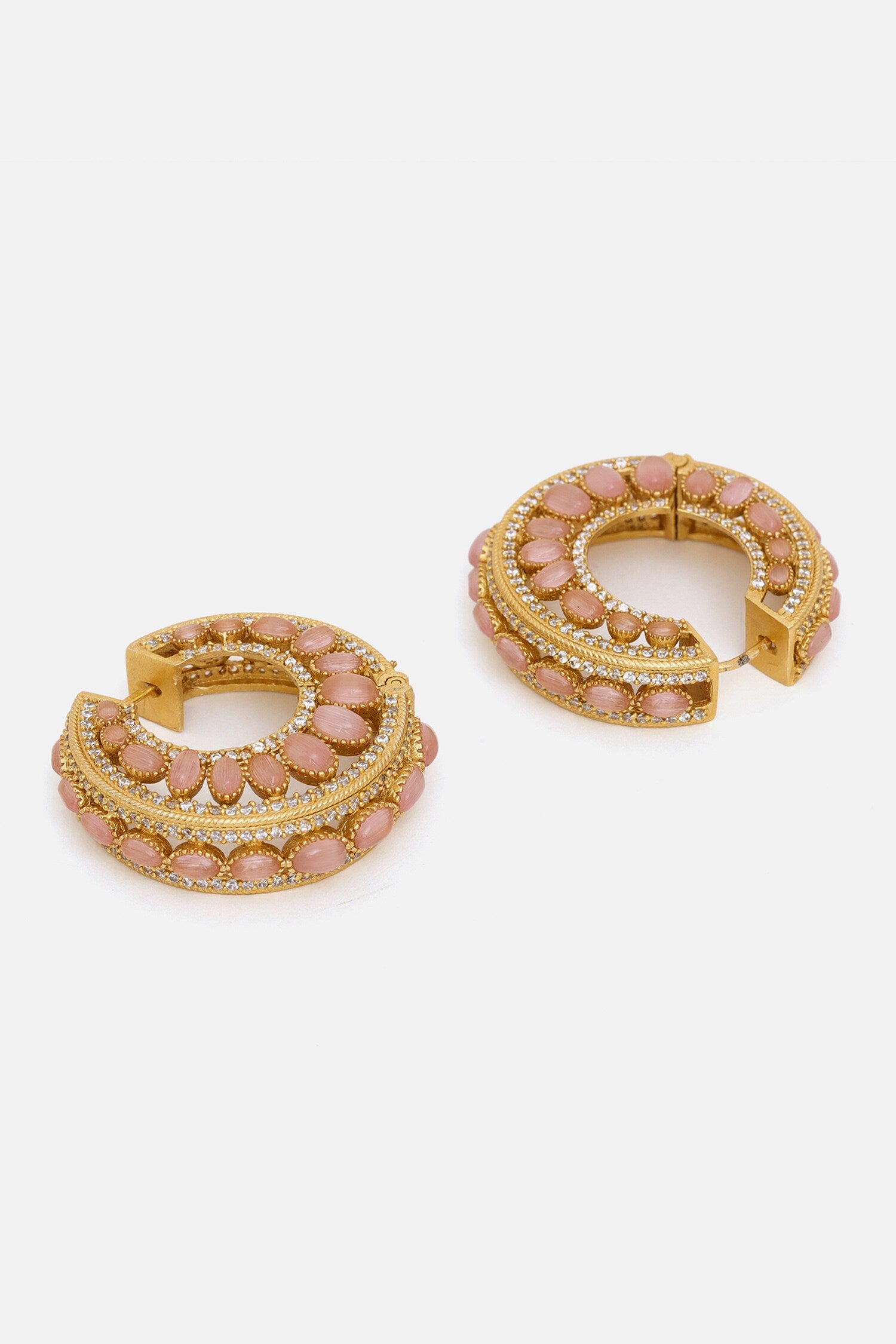 Kundan Stone Embellished Hoop Earrings 