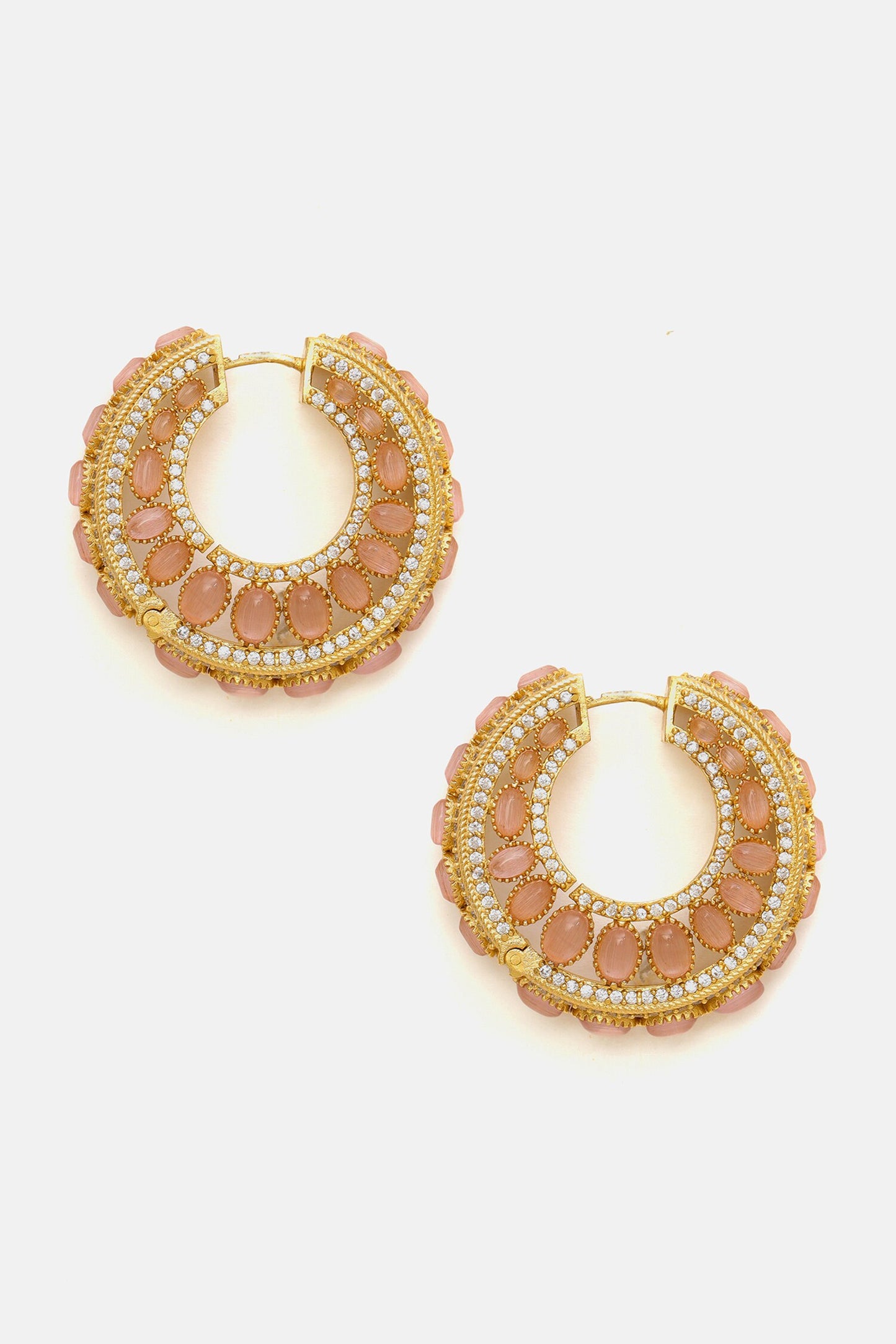 Kundan Stone Embellished Hoop Earrings 