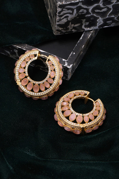 Kundan Stone Embellished Hoop Earrings 