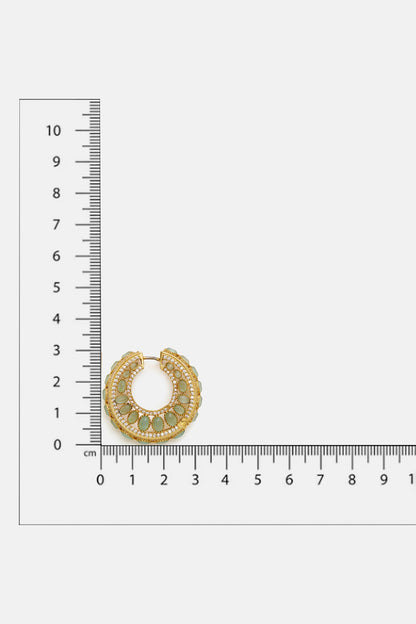 Kundan & Stone Embellished Hoop Earrings 