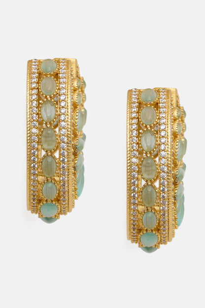 Kundan & Stone Embellished Hoop Earrings 