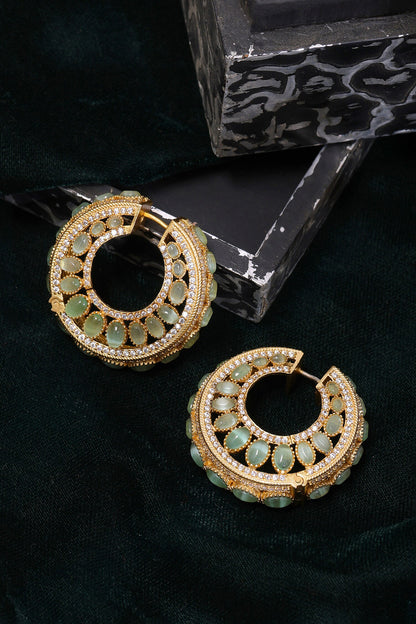 Kundan & Stone Embellished Hoop Earrings 