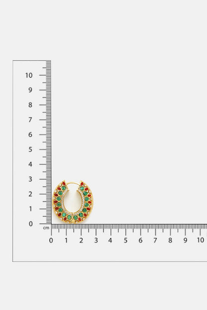 Kundan & Stone Embellished Hoop Earrings 