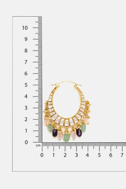 Kundan & Stone Embellished Hoop Earrings 