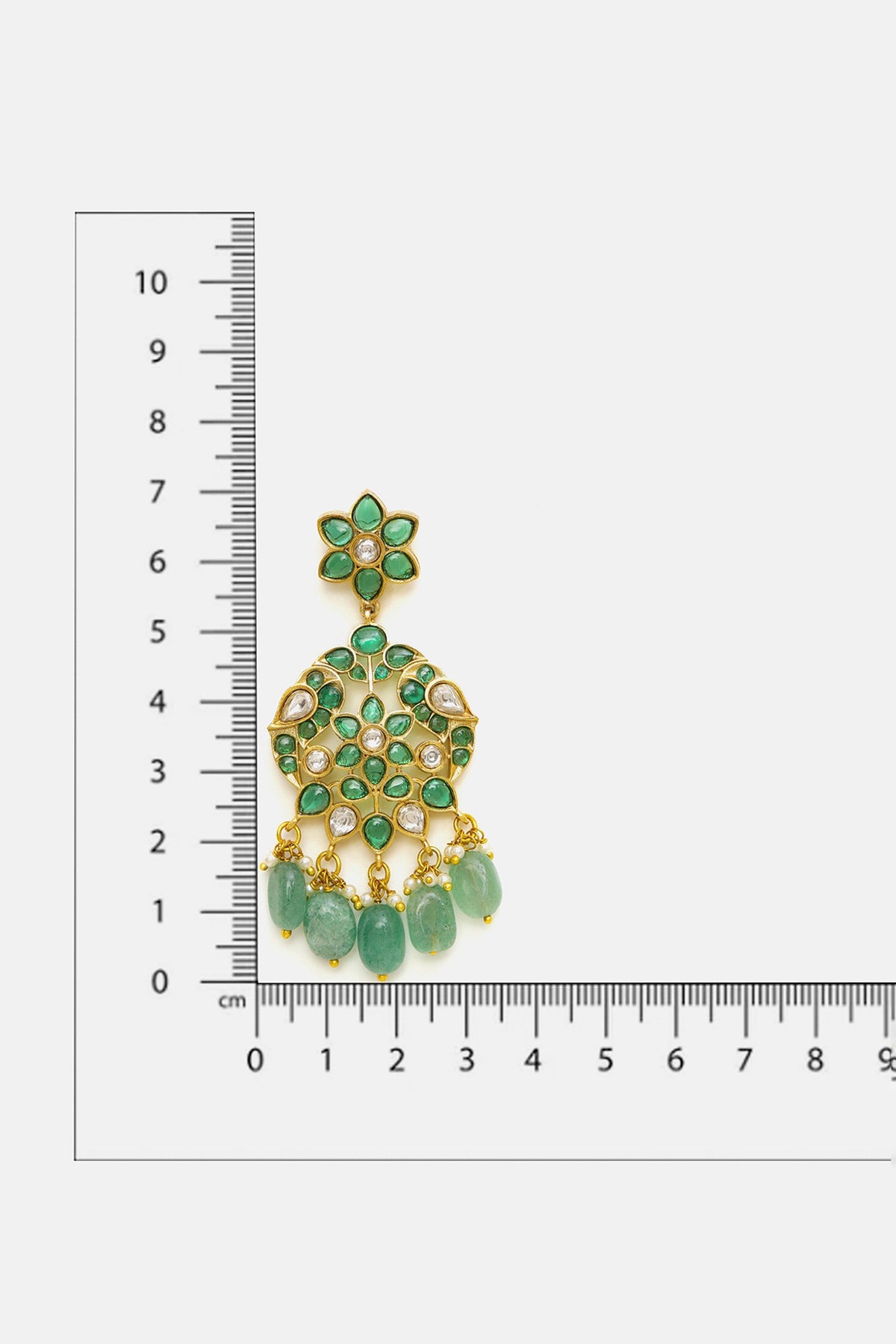 Kundan & Green Stone Drop Earrings 