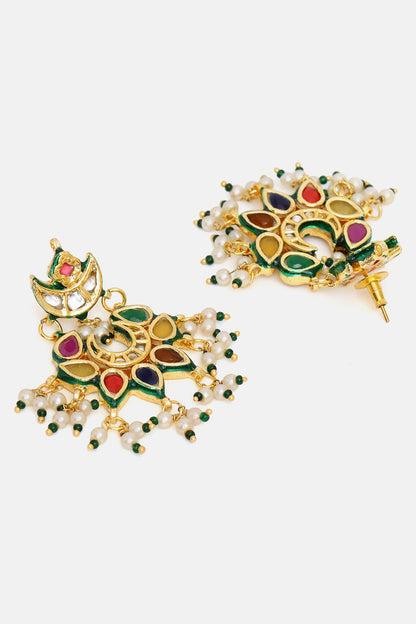 Kundan & Pearl Embellished Drop Earrings 