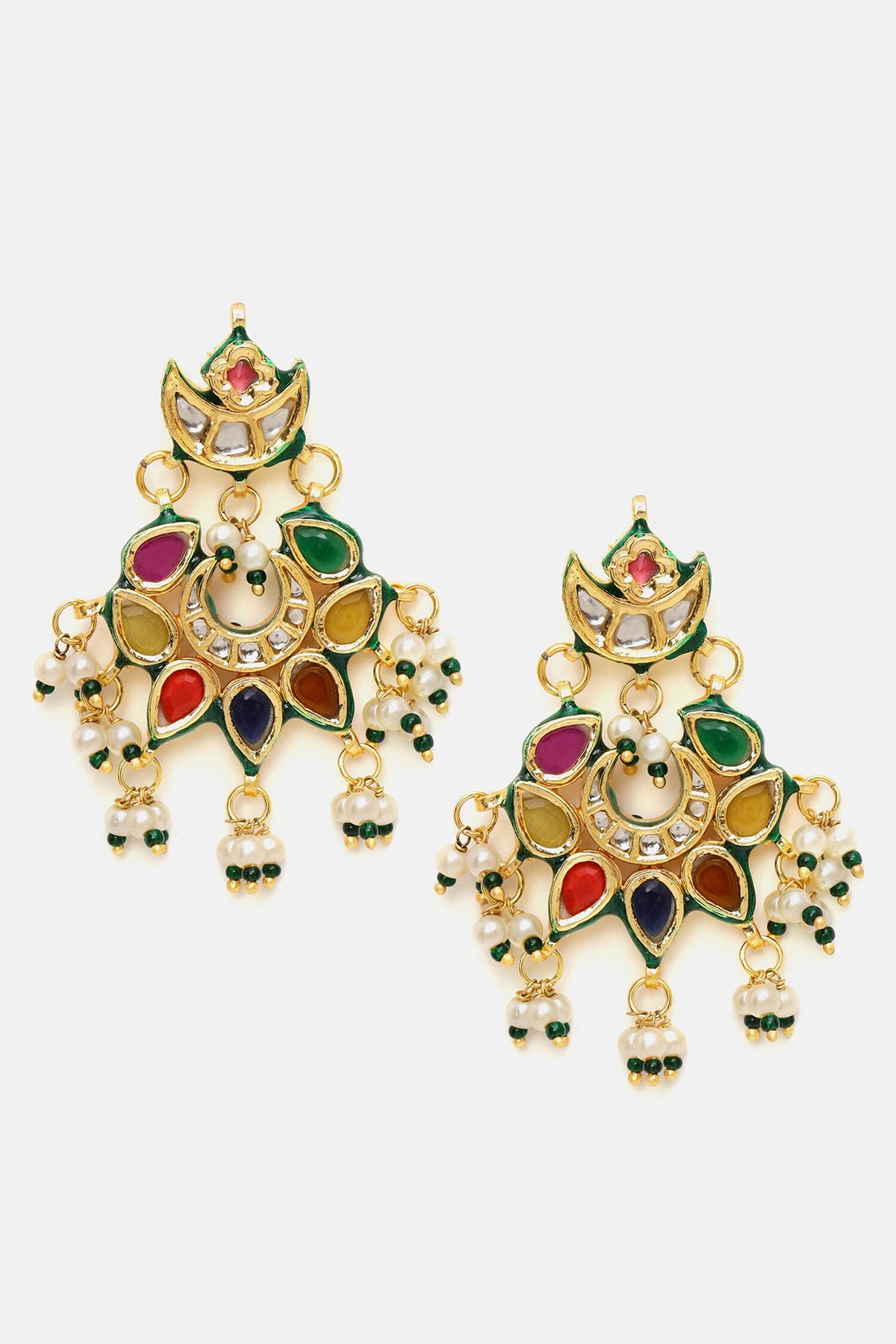 Kundan & Pearl Embellished Drop Earrings 
