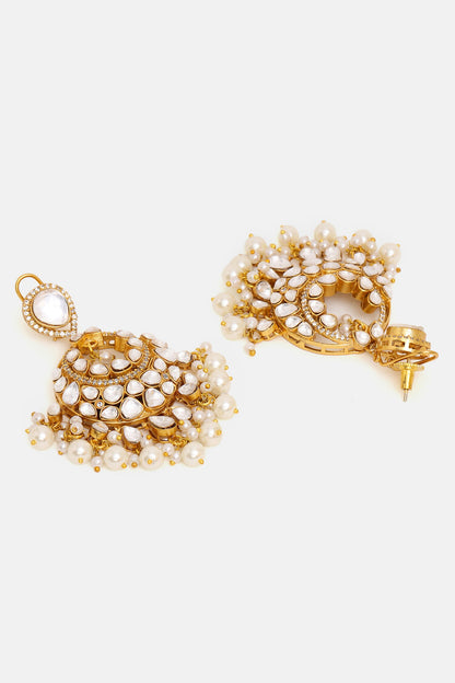 Kundan & Pearl Embellished Drop Earrings 