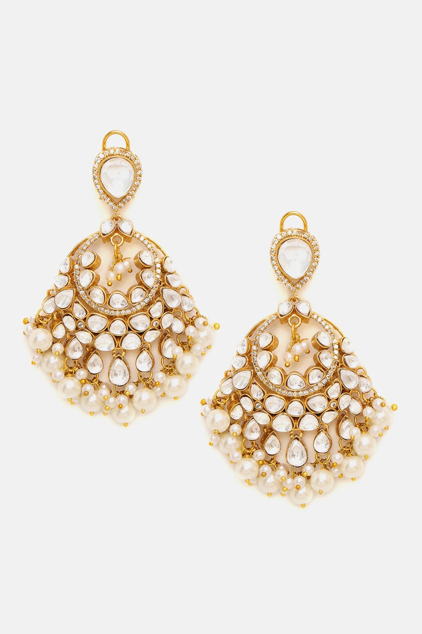 Kundan & Pearl Embellished Drop Earrings 