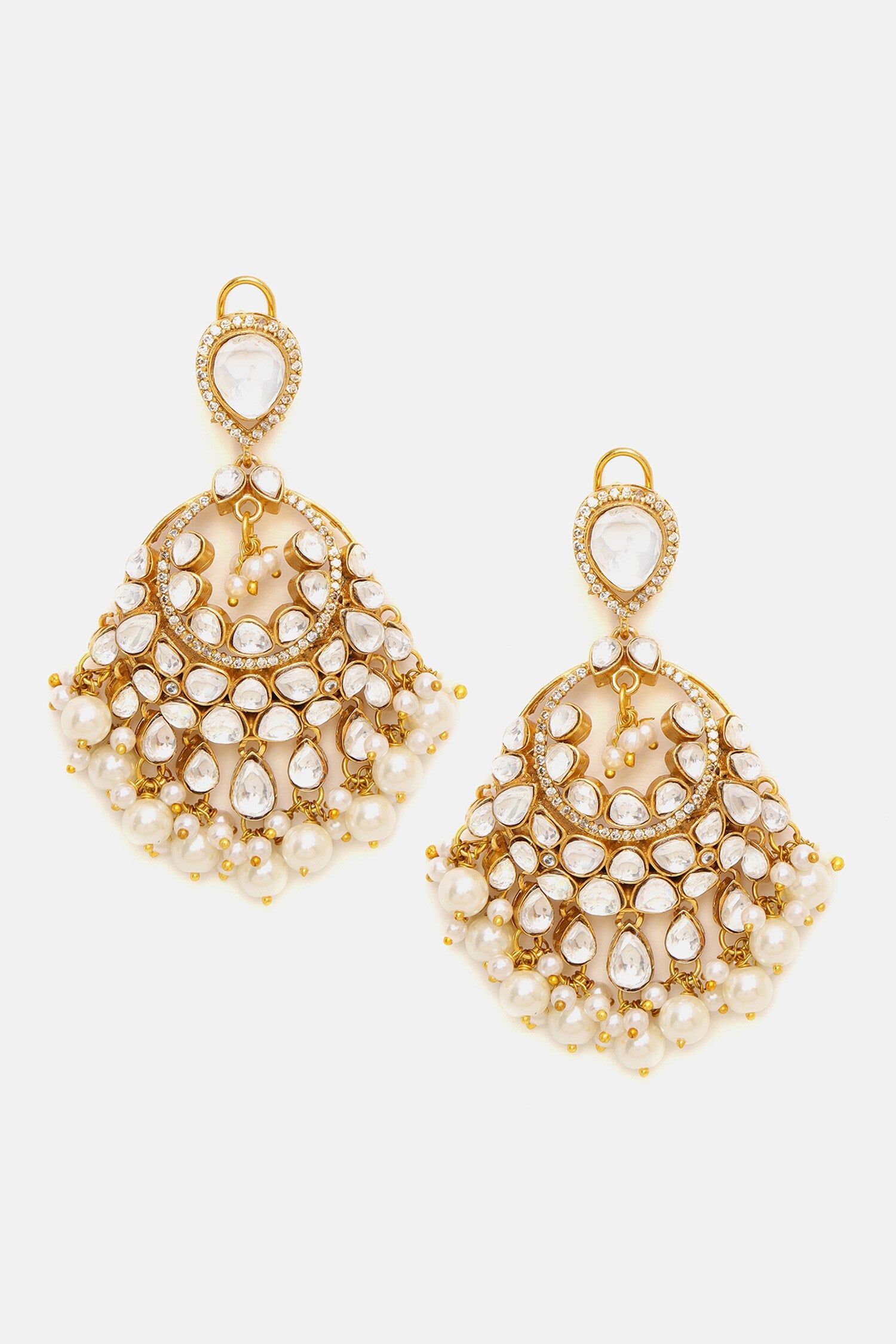 Kundan & Pearl Embellished Drop Earrings 