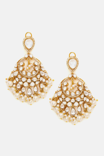 Kundan & Pearl Embellished Drop Earrings 