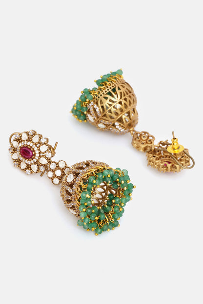 Kundan & Stone Embellished Jhumki Earrings 