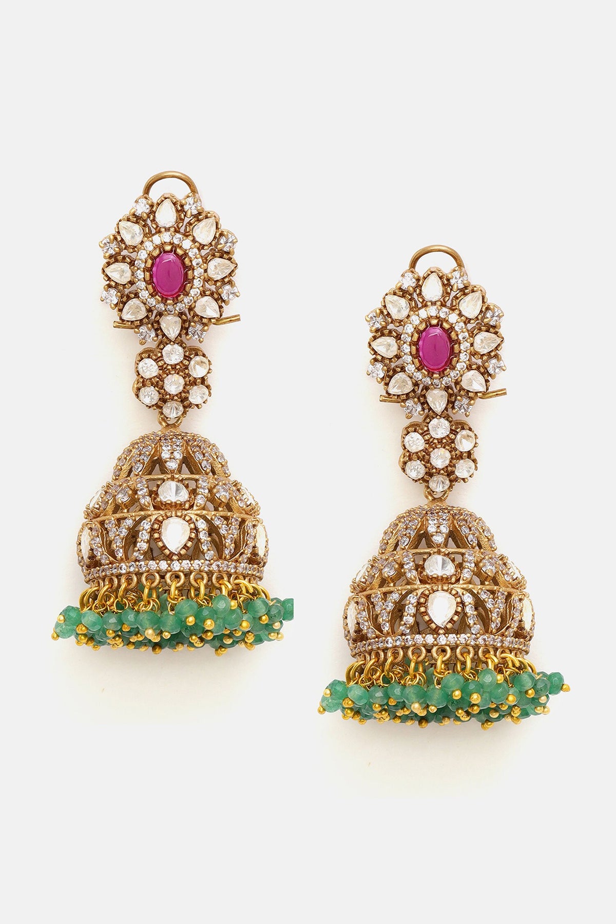 Kundan & Stone Embellished Jhumki Earrings 