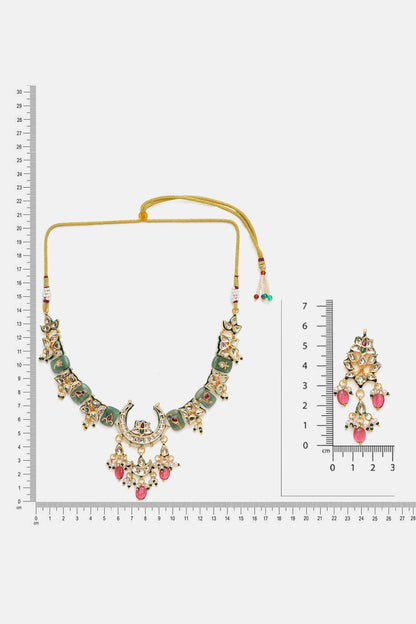 Kundan Crescent Motif Necklace & Earring Set 