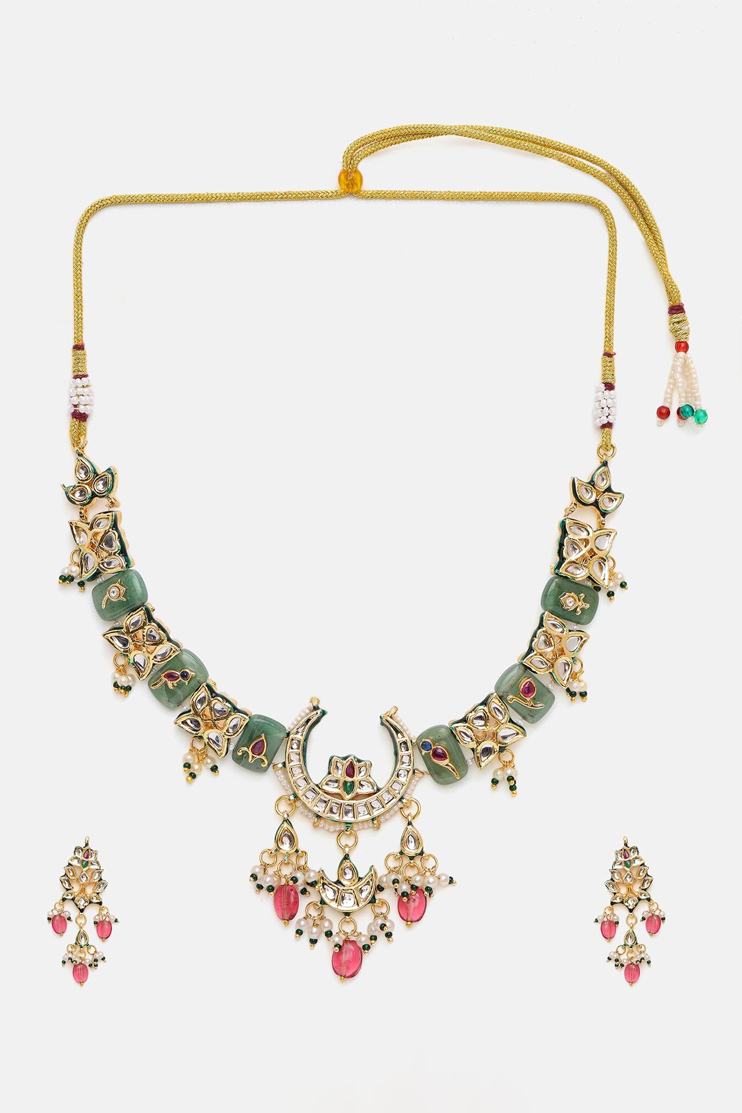 Kundan Crescent Motif Necklace & Earring Set 