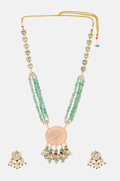 Kundan & Multistone Beaded Necklace Set 