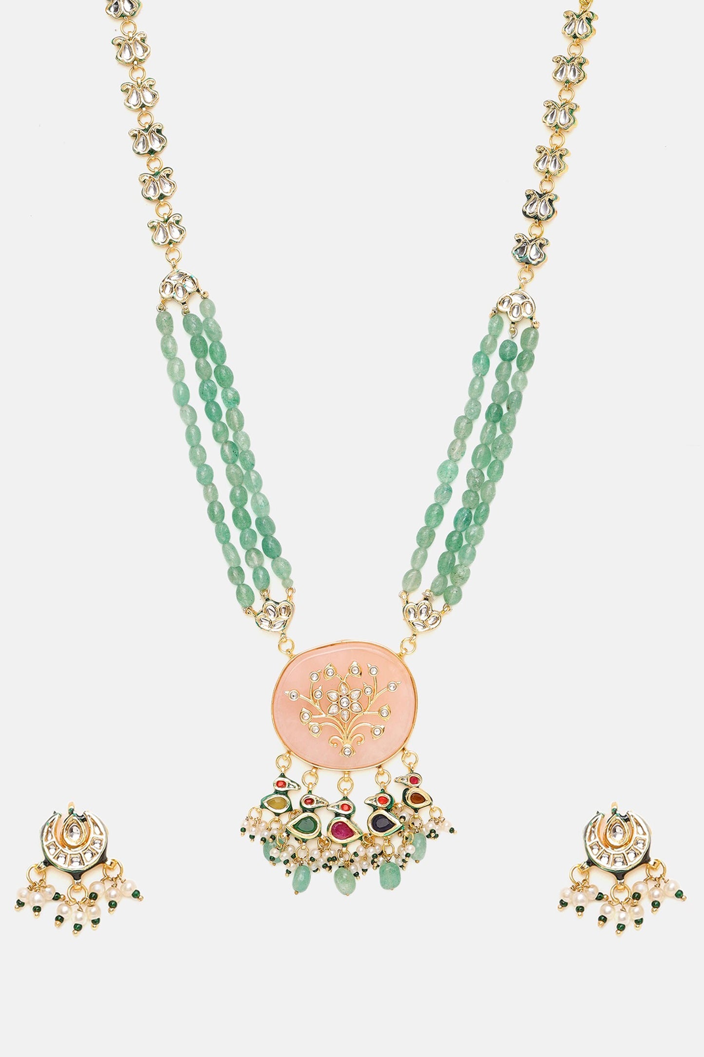 Kundan & Multistone Beaded Necklace Set 