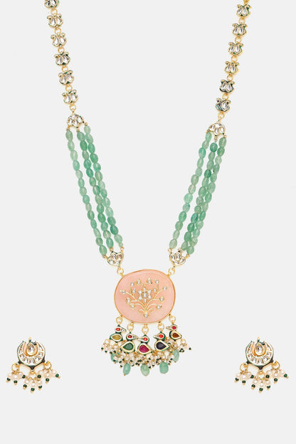 Kundan & Multistone Beaded Necklace Set 