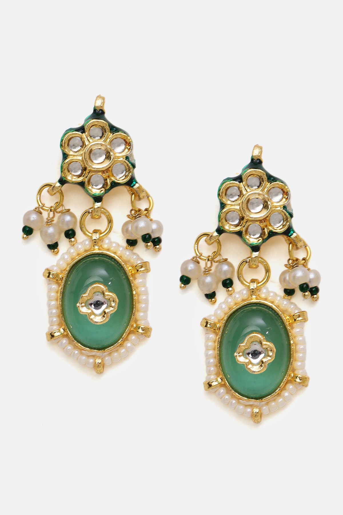 Kundan Stone Embellished Necklace & Earring Set 