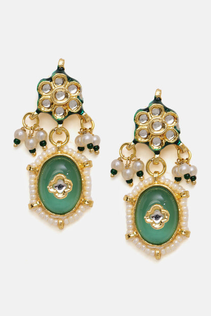Kundan Stone Embellished Necklace & Earring Set 
