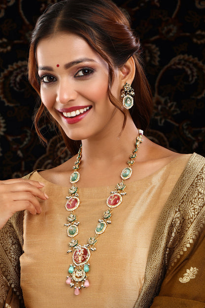 Kundan Stone Embellished Necklace & Earring Set 