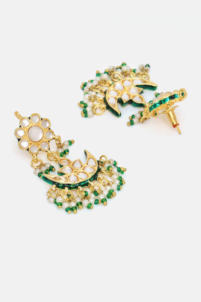 Kundan & Pearl Crescent Necklace & Earring Set 